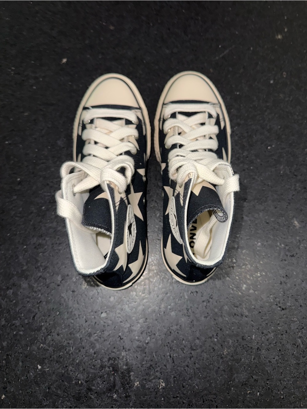Converse ALL STAR LIFT High Top Sneakers Black & Cream Star Pattern Platform 7.5 - Picture 9 of 14